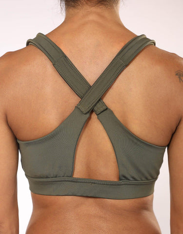 Adjustable Front Zip Sports Bra - Camo