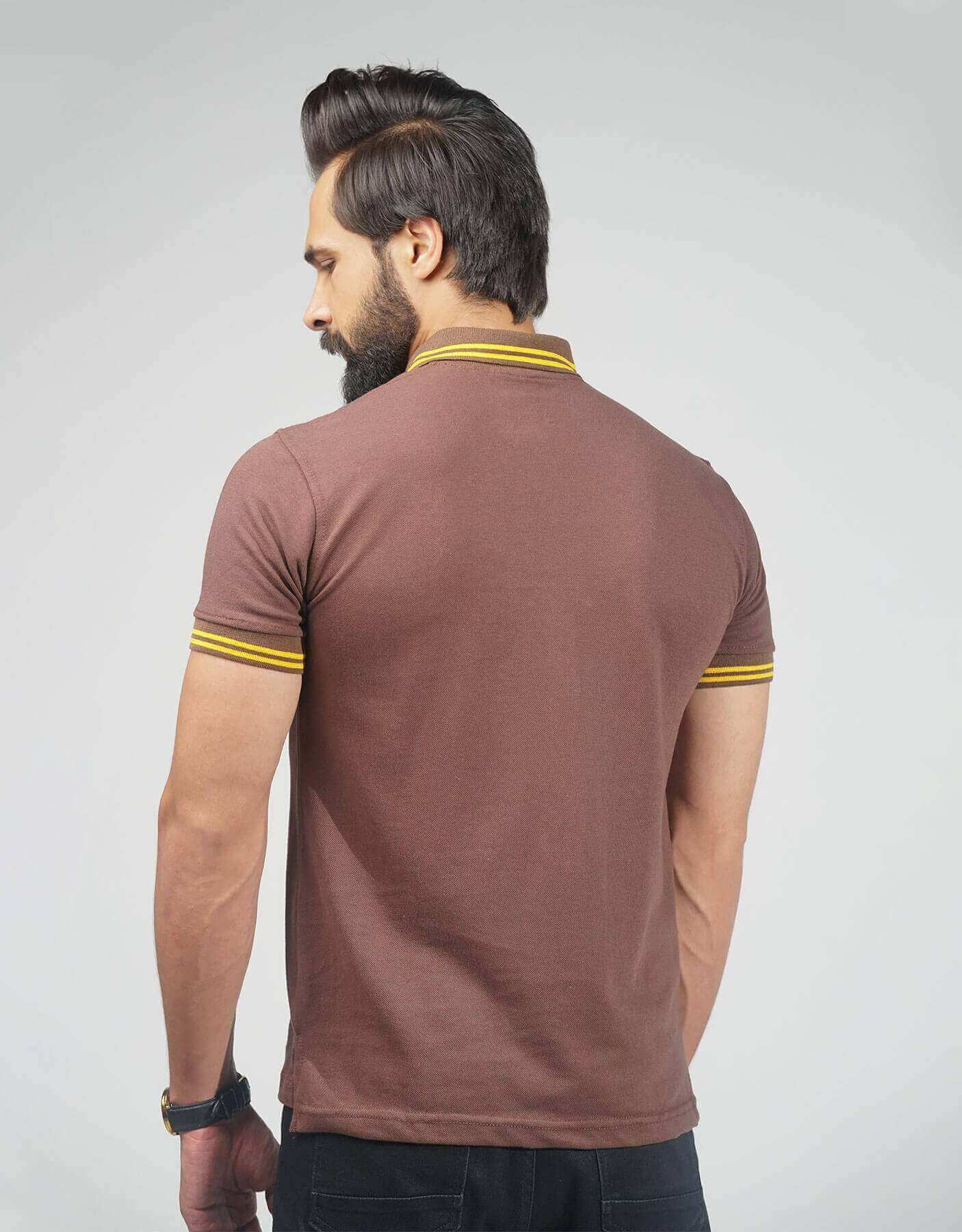 Slim Fit Polo Shirt - Brown-Bodybrics-