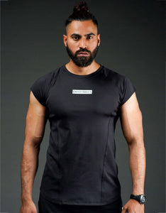 Cap Sleeves Tshirt - Black-Bodybrics-