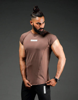 Cap Sleeves Tshirt - Pecan Brown-Bodybrics-