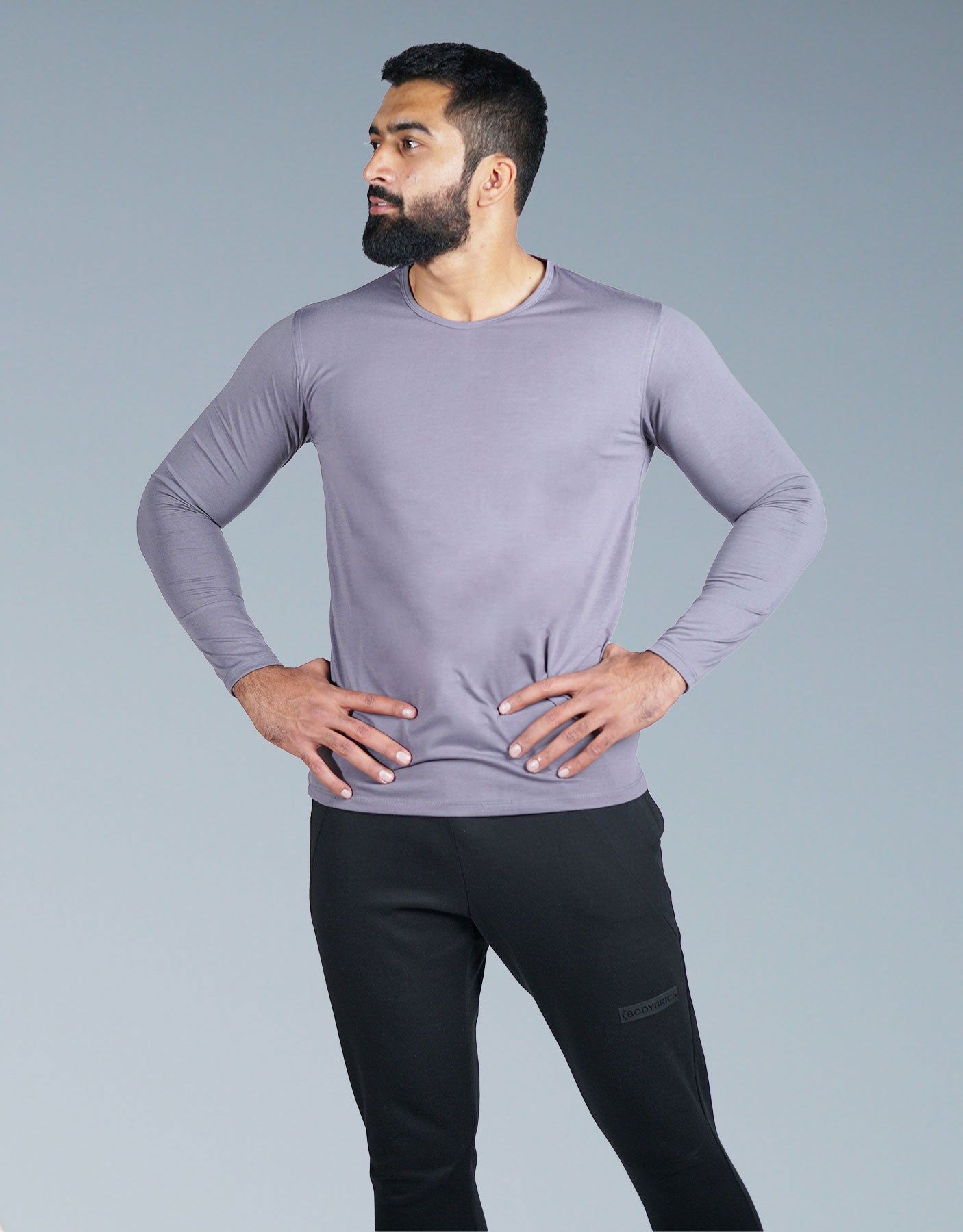 Full Sleeves Crew Neck - Ash Violet-Bodybrics-Men's T-Shirts