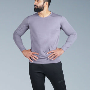 Full Sleeves Crew Neck - Ash Violet-Bodybrics-Men's T-Shirts