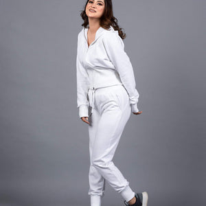Slender Waisted Crop Hoodie White-Bodybrics-propel-discount-8233
