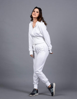 Slender Waisted Crop Hoodie White-Bodybrics-propel-discount-8233